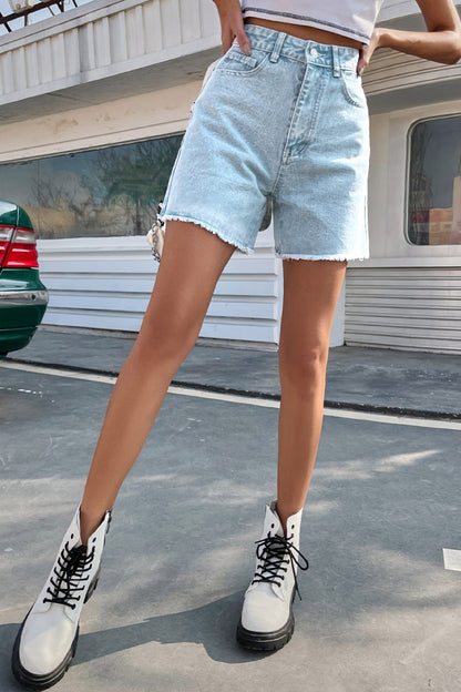 Frenchy Raw Hem Denim Shorts