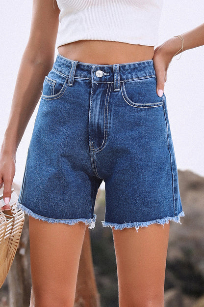 Frenchy Raw Hem Denim Shorts