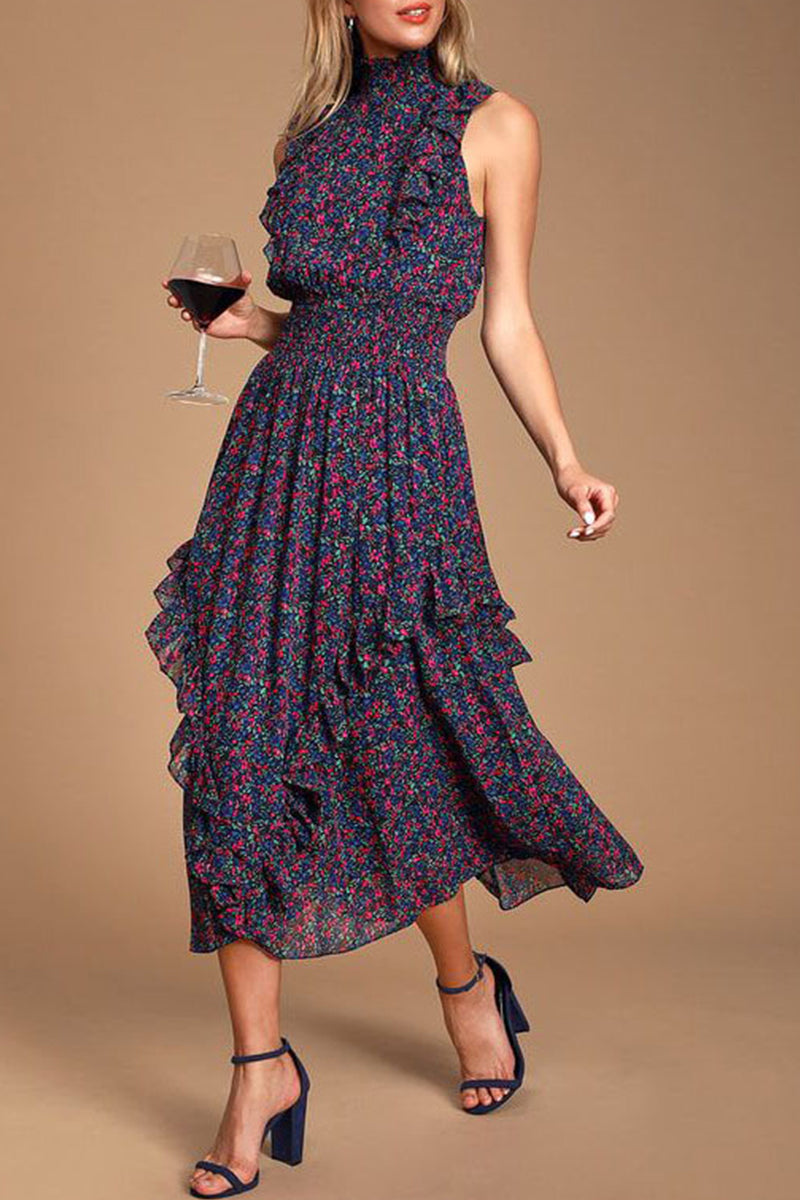 College Patchwork Turtleneck Waist Skirt Dresses