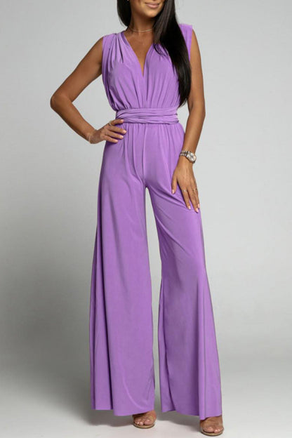 Backless Cross Straps V Neck Jumpsuits