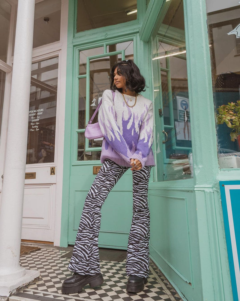 Doll | Purple Flame Cream Knit Sweater