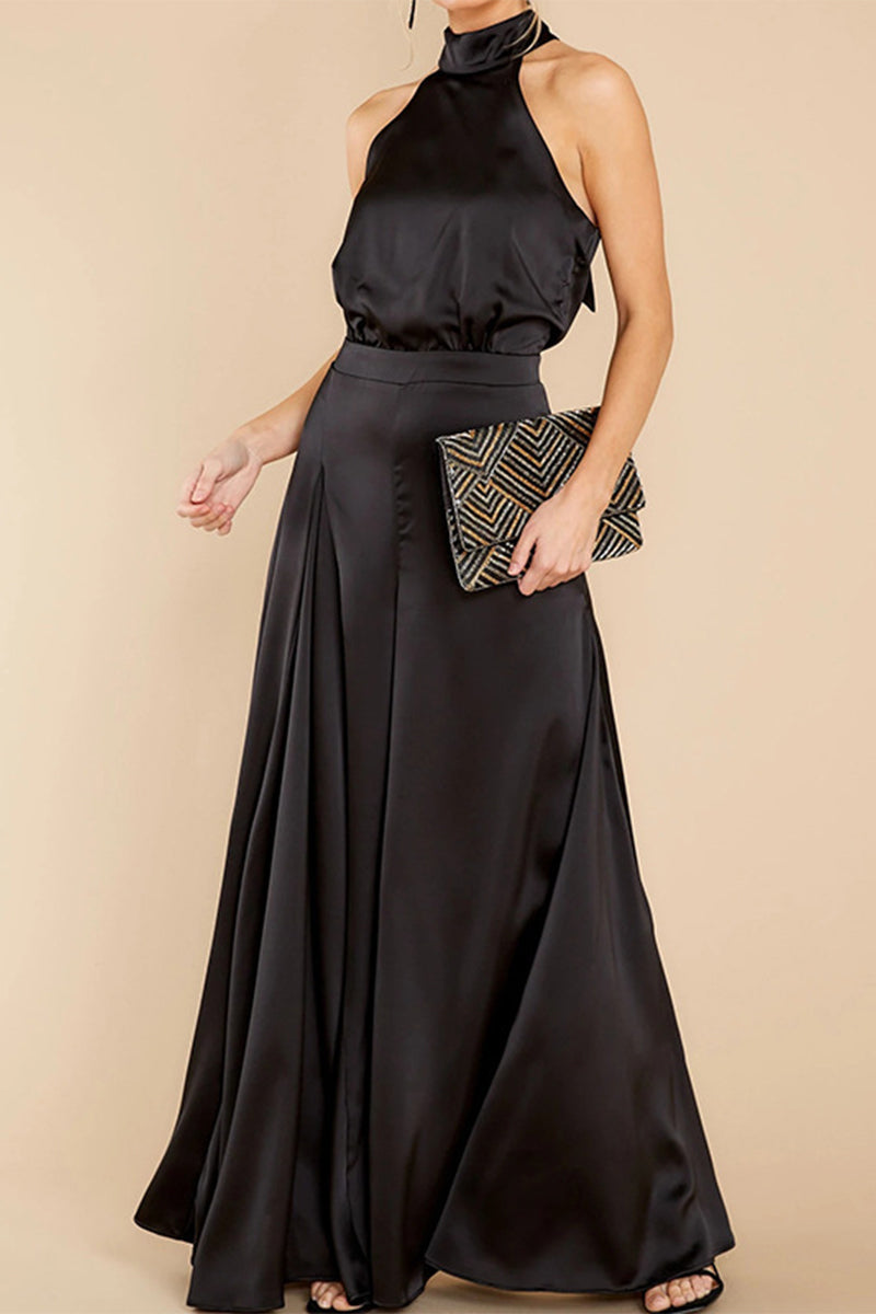 Patchwork Halter Loose Jumpsuits