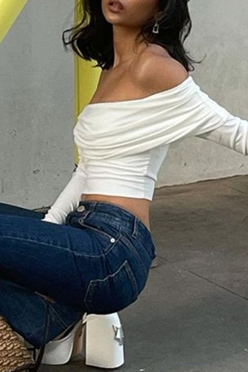 Simplicity Patchwork Off the Shoulder T-shirts