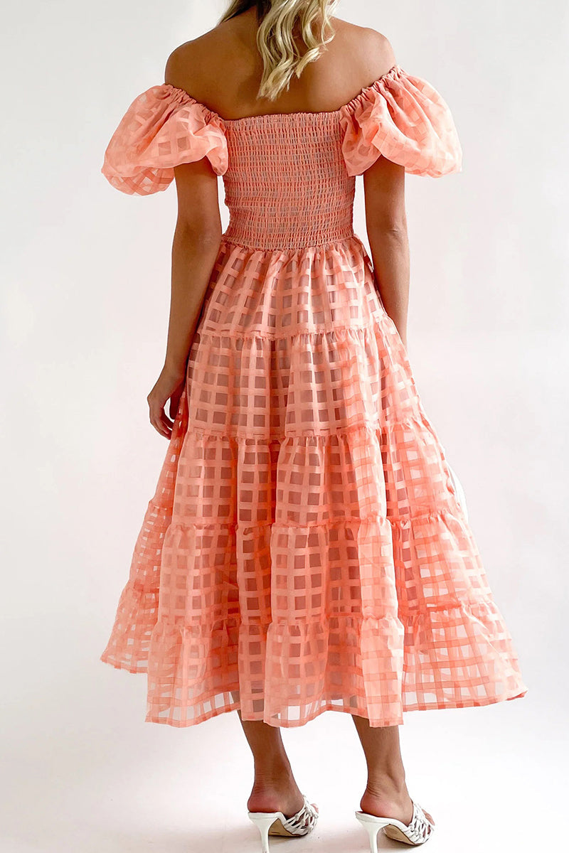 Sweet Mesh Off the Shoulder Cake Skirt Dresses