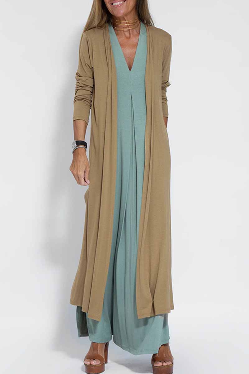Street Slit Cardigan Collar Outerwear(4 Colors)
