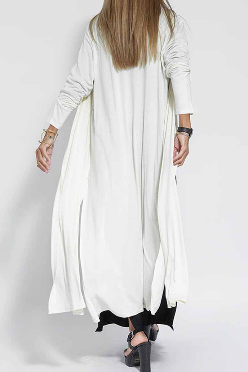 Street Slit Cardigan Collar Outerwear(4 Colors)