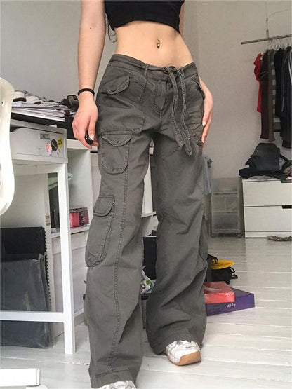 Grey 90s Cargo Pants With Cargo Pockets