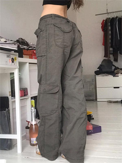 Grey 90s Cargo Pants With Cargo Pockets