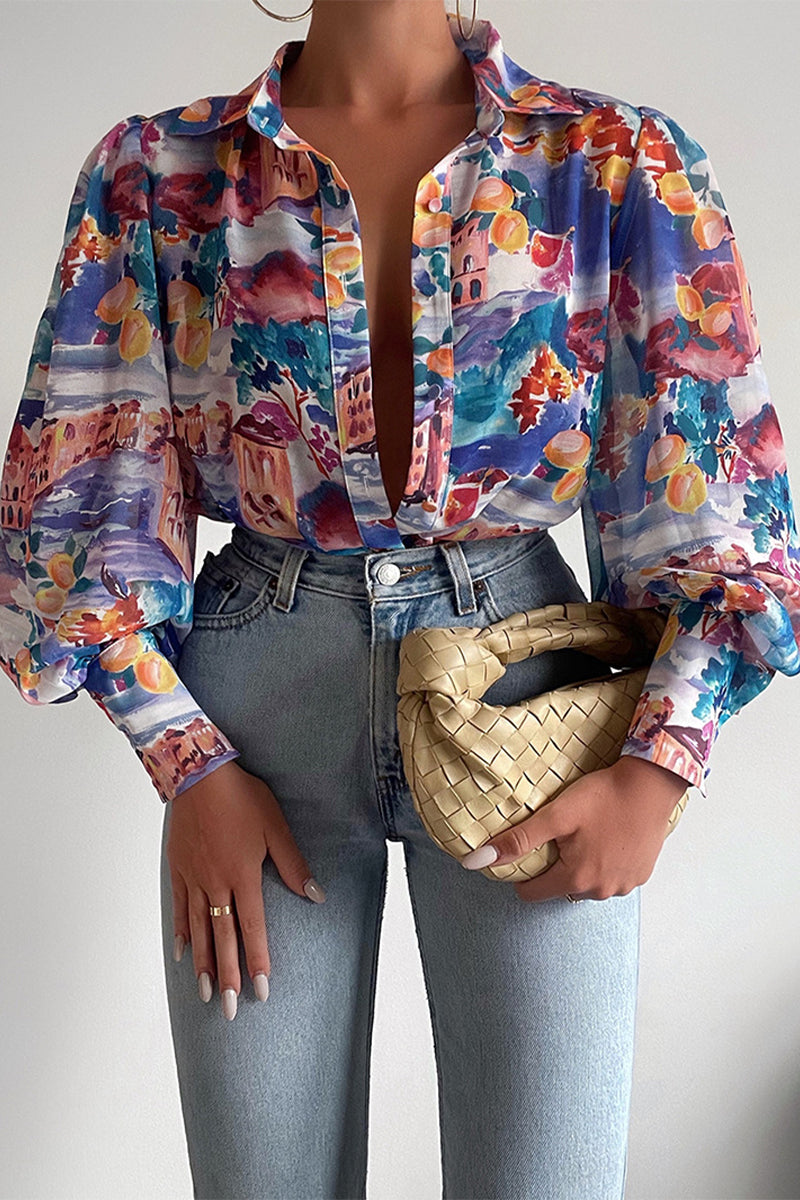 Patchwork Turndown Collar Blouses(15 Colors)