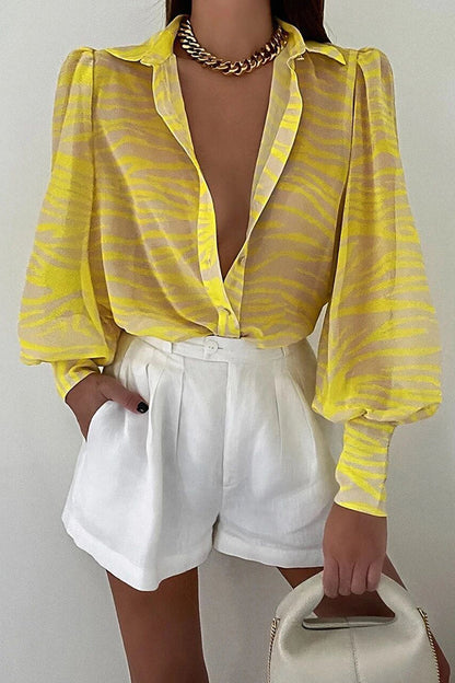 Patchwork Turndown Collar Blouses(15 Colors)