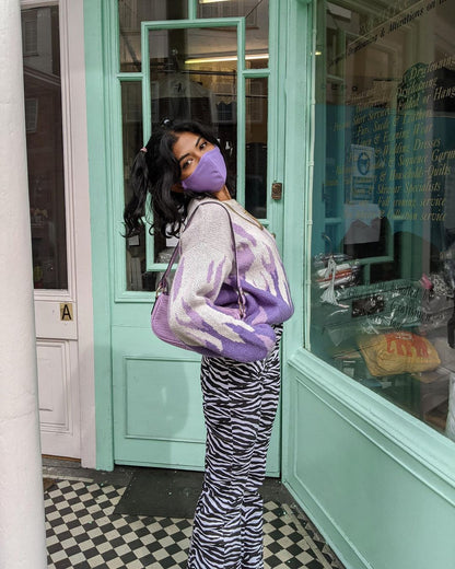 Doll | Purple Flame Cream Knit Sweater