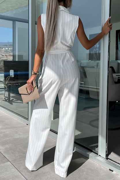 Street Frenulum Turndown Collar Loose Jumpsuits