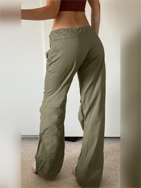 Green Cargo Pants With Straight Leg and Pockets