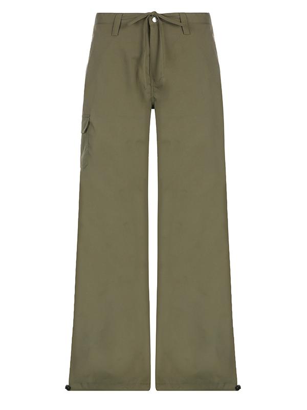 Green Cargo Pants With Straight Leg and Pockets