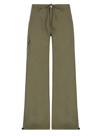 Green Cargo Pants With Straight Leg and Pockets