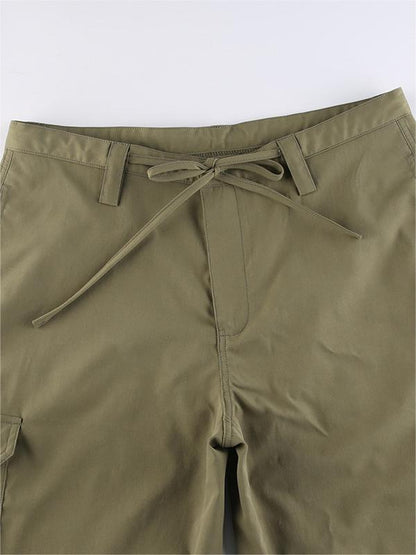 Green Cargo Pants With Straight Leg and Pockets