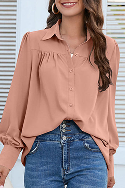 Buttons Shirt Collar Blouses(8 Colors)