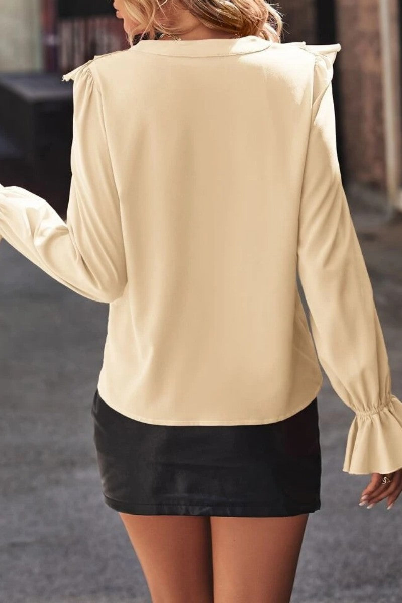 Patchwork V Neck Blouses(5 Colors)