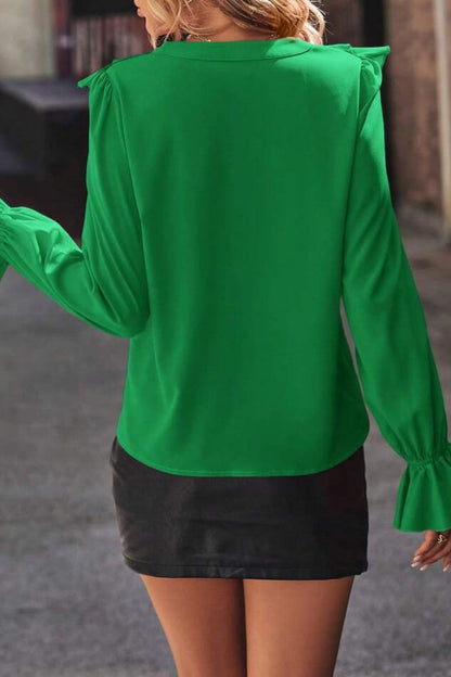 Patchwork V Neck Blouses(5 Colors)
