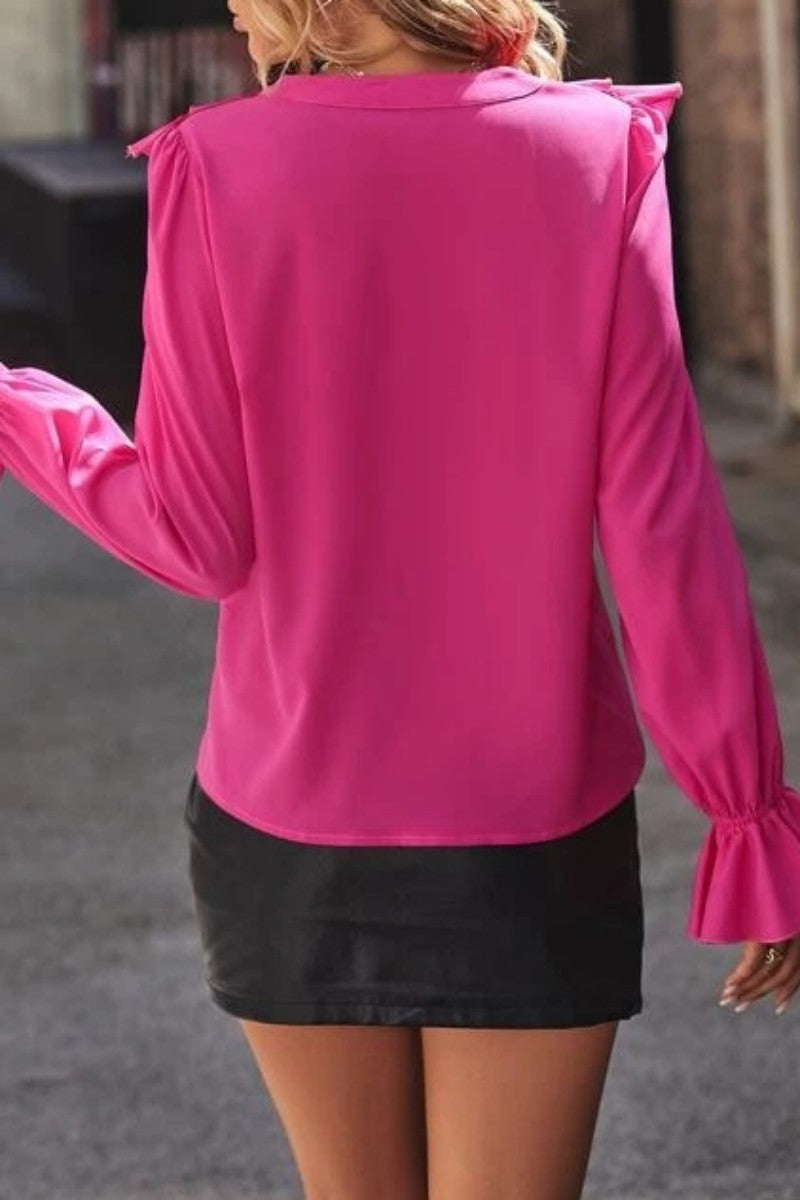 Patchwork V Neck Blouses(5 Colors)