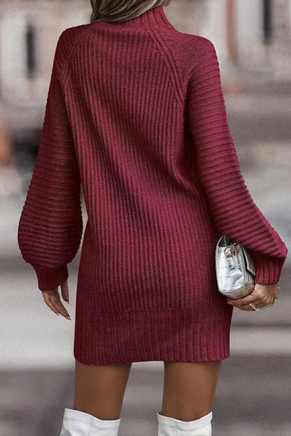 Patchwork Turtleneck One Step Skirt Dresses