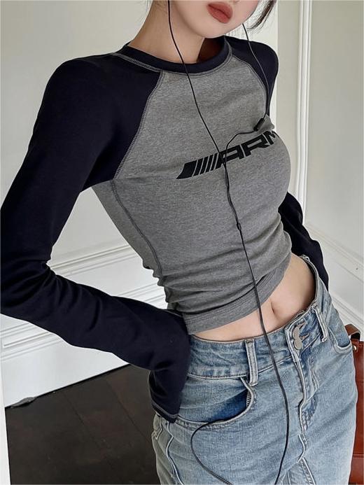 Raglan 2000s Long Sleeve T-shirt With Slogan