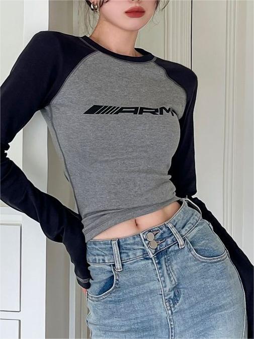Raglan 2000s Long Sleeve T-shirt With Slogan