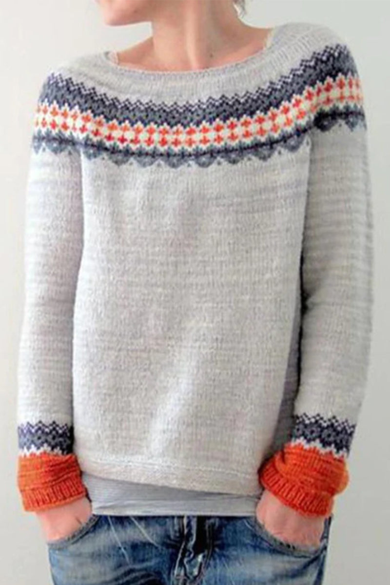 Color Block Contrast O Neck Sweaters(8 Colors)