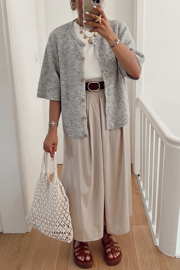 Color Buttoned Loose Knitted Cardigan
