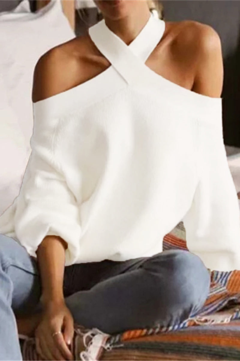 Neck Hanger Off Shoulder Halter Sweaters