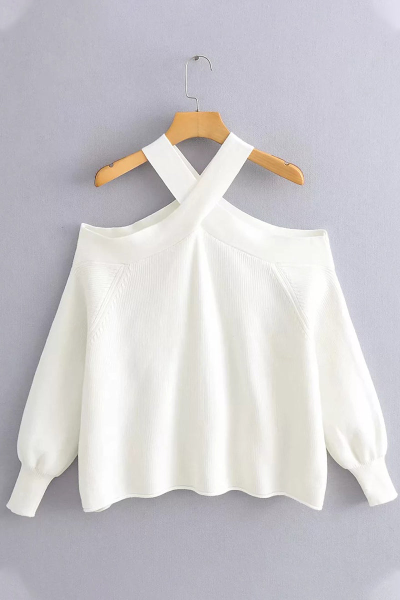Neck Hanger Off Shoulder Halter Sweaters