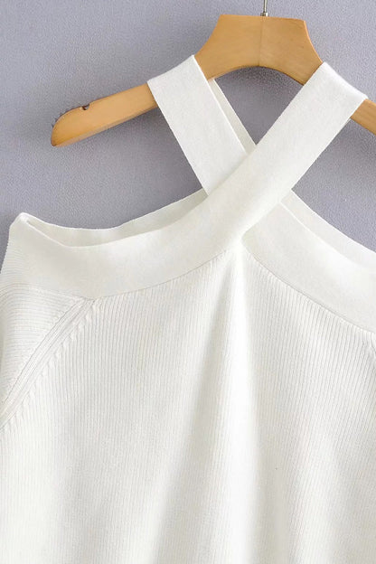 Neck Hanger Off Shoulder Halter Sweaters