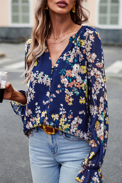 Sweet Buttons V Neck Blouses(4 Colors)