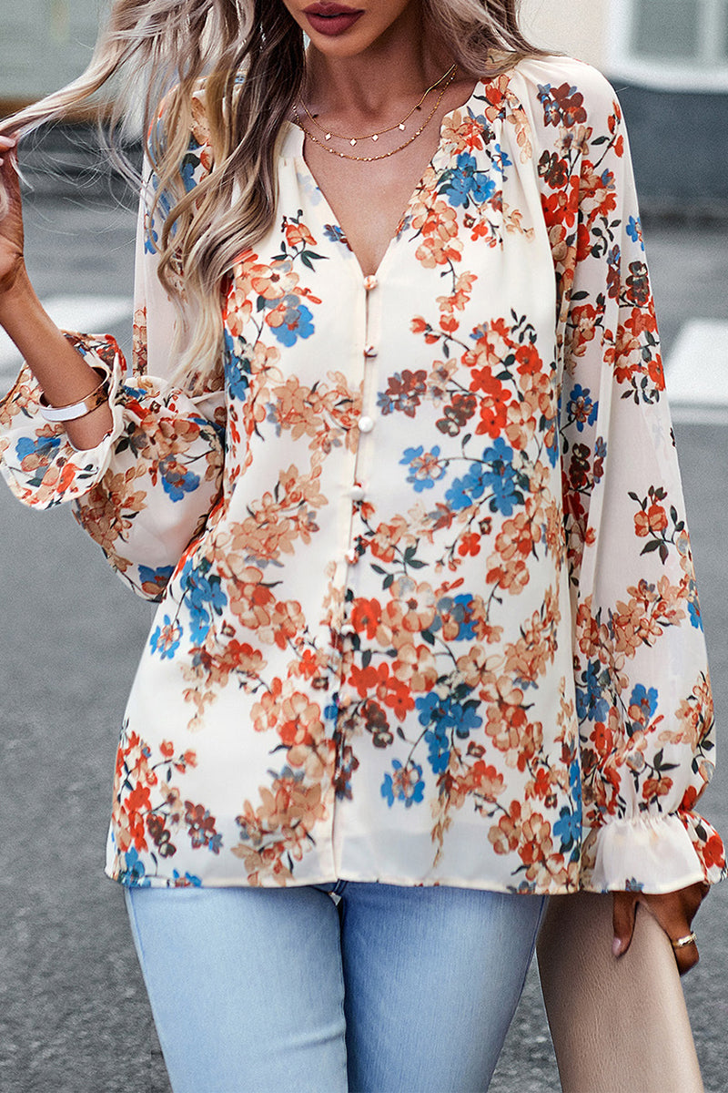 Sweet Buttons V Neck Blouses(4 Colors)