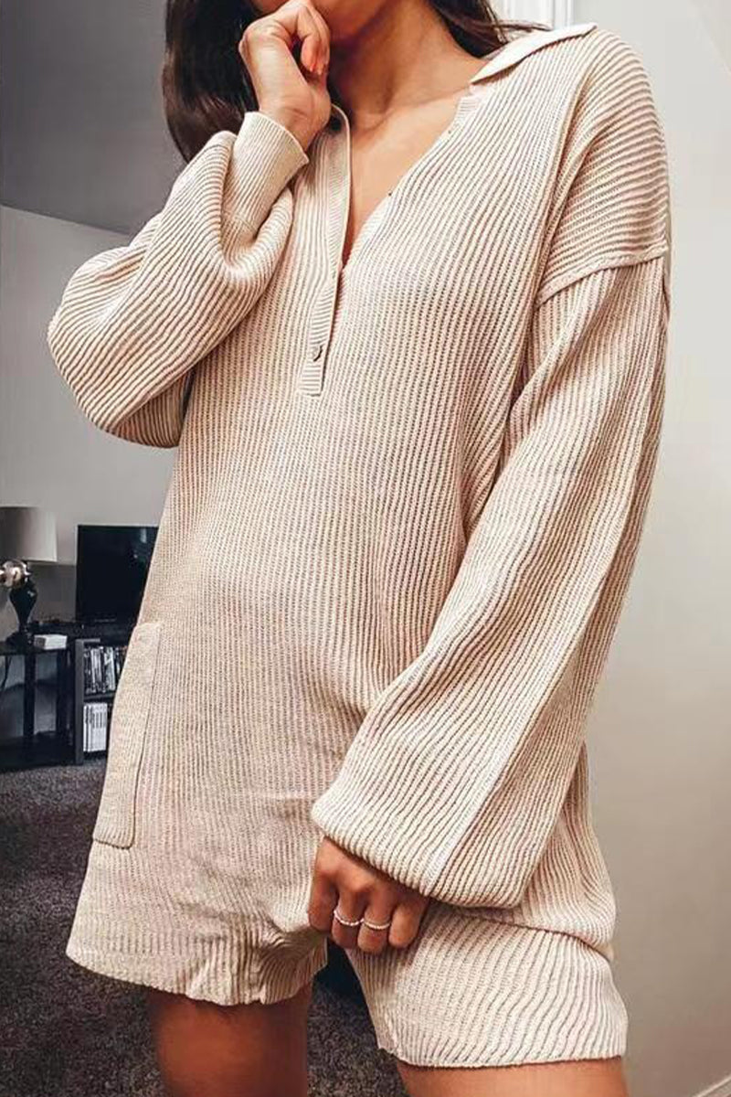 Simplicity Buttons V Neck Loose Rompers