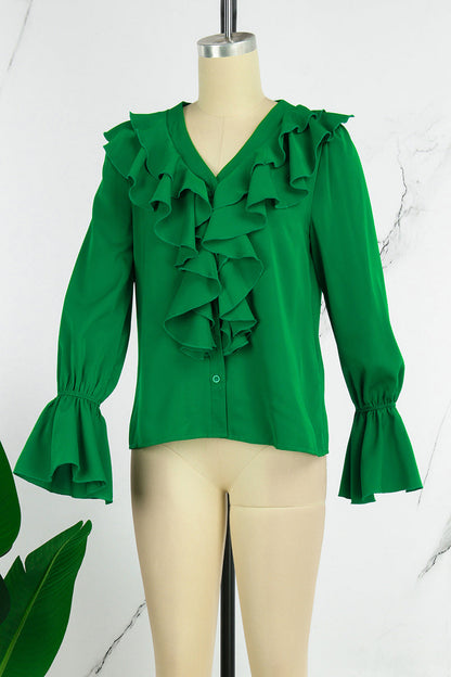 Patchwork V Neck Blouses(5 Colors)