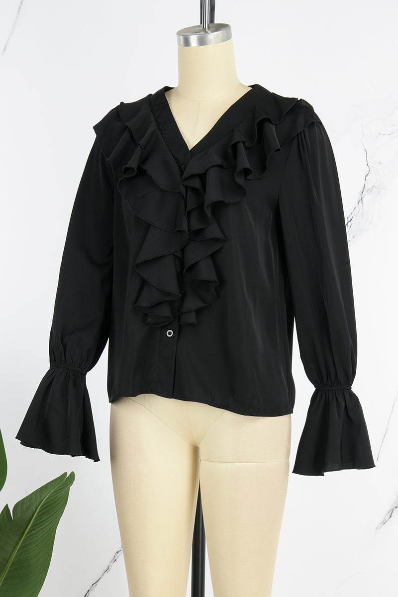Patchwork V Neck Blouses(5 Colors)