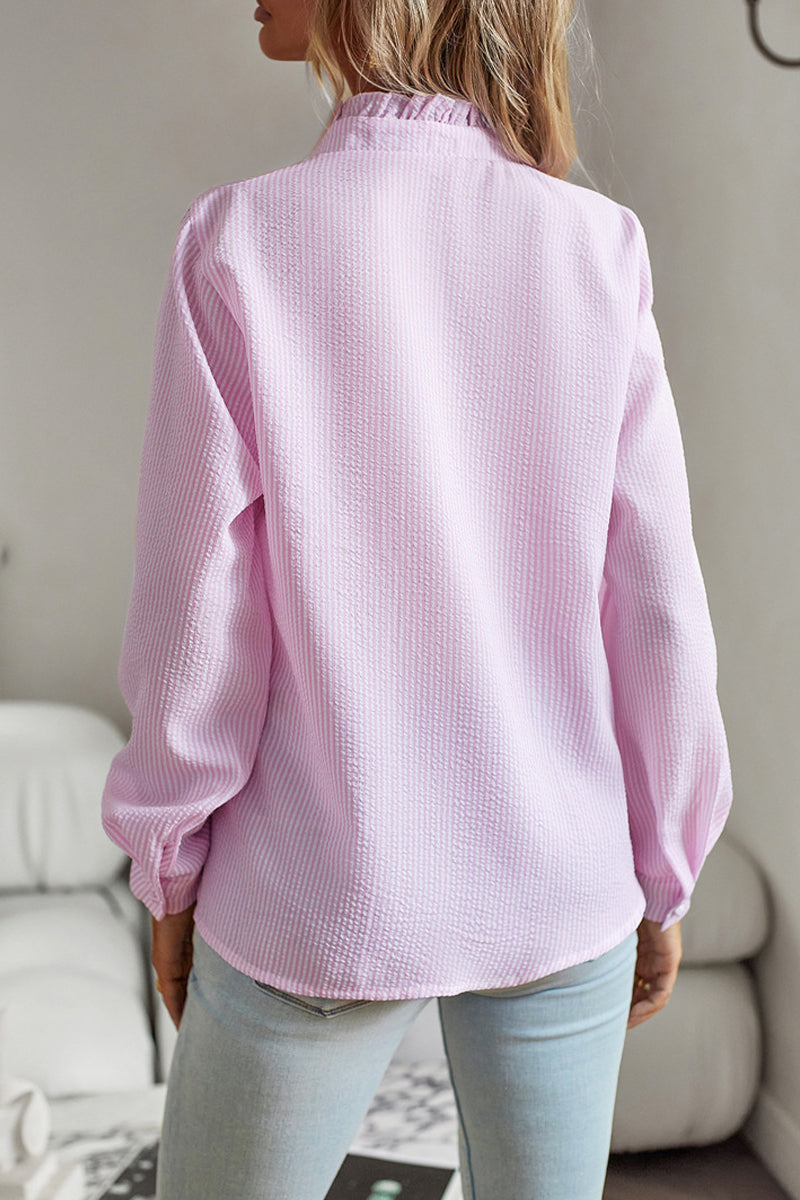 British Style Patchwork Lotus Leaf Collar Blouses(4 Colors)
