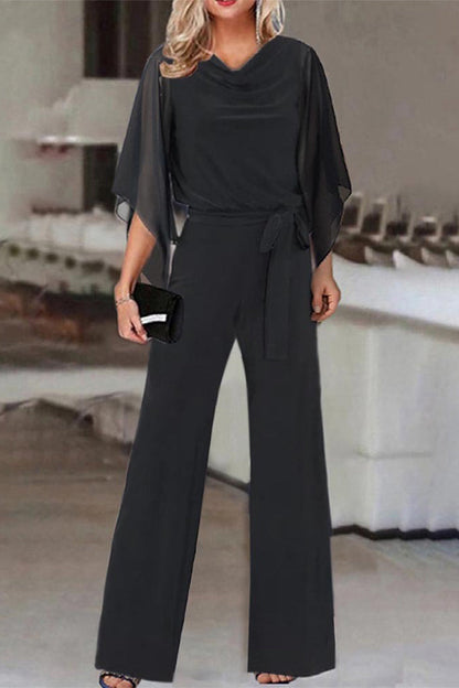 Bandage Asymmetrical Collar Straight Jumpsuits(4 Colors)