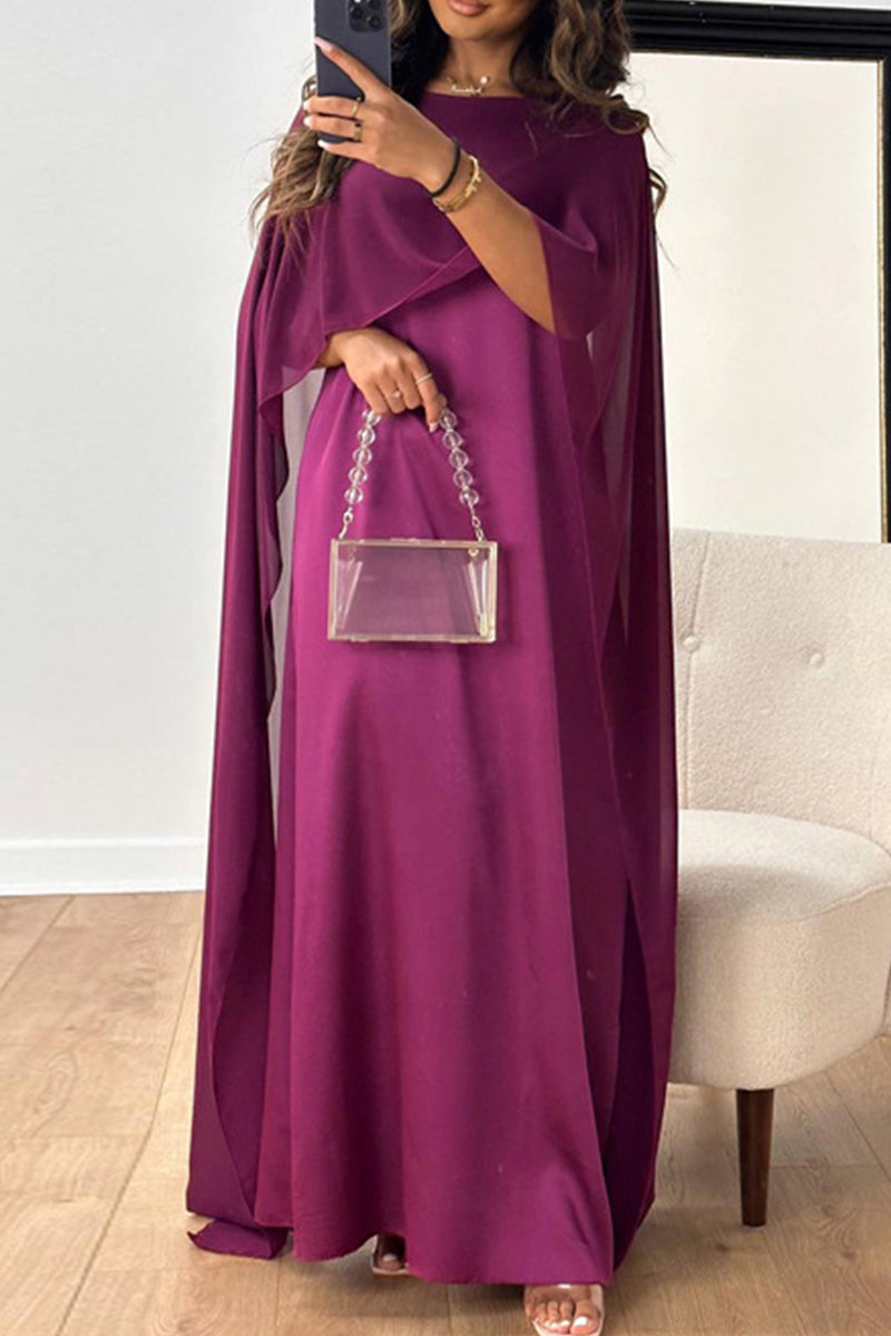 Patchwork Zipper O Neck Long Dresses(5 Colors)
