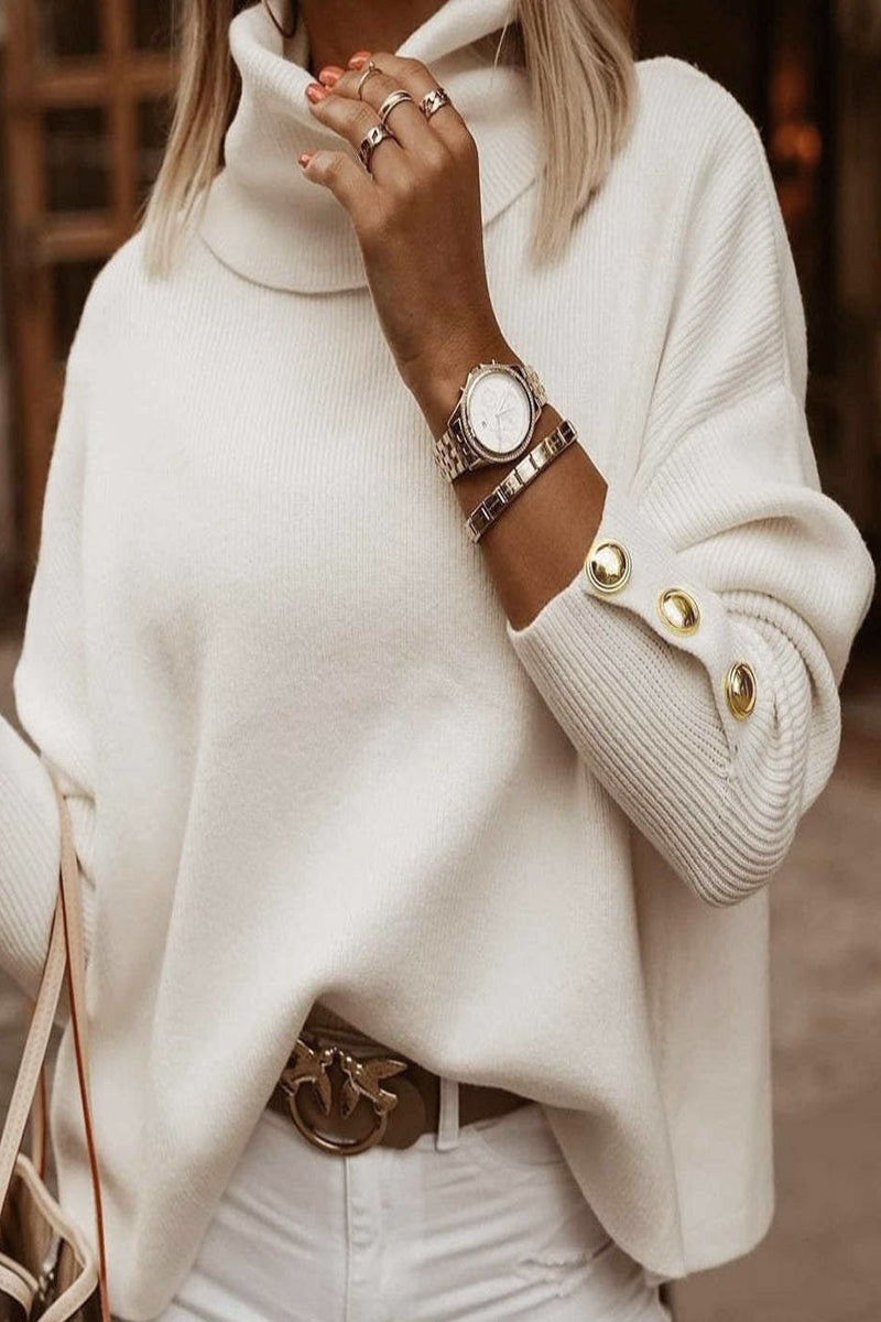 Buttons Turtleneck Sweaters(3 Colors)