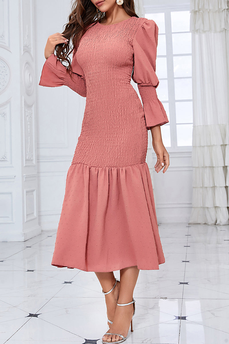 Fold O Neck Wrapped Skirt Dresses
