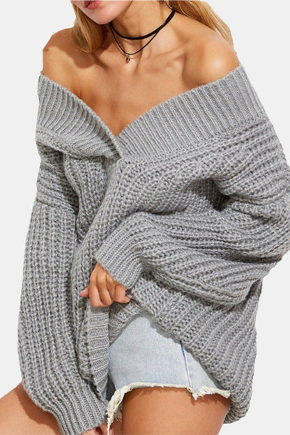 Patchwork V Neck Sweaters(3 Colors)