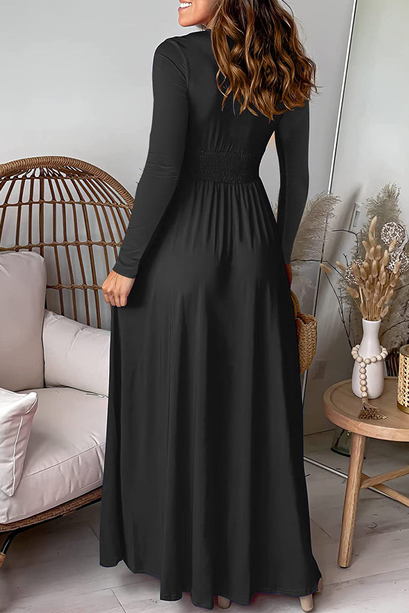 Slit V Neck Waist Skirt Dresses