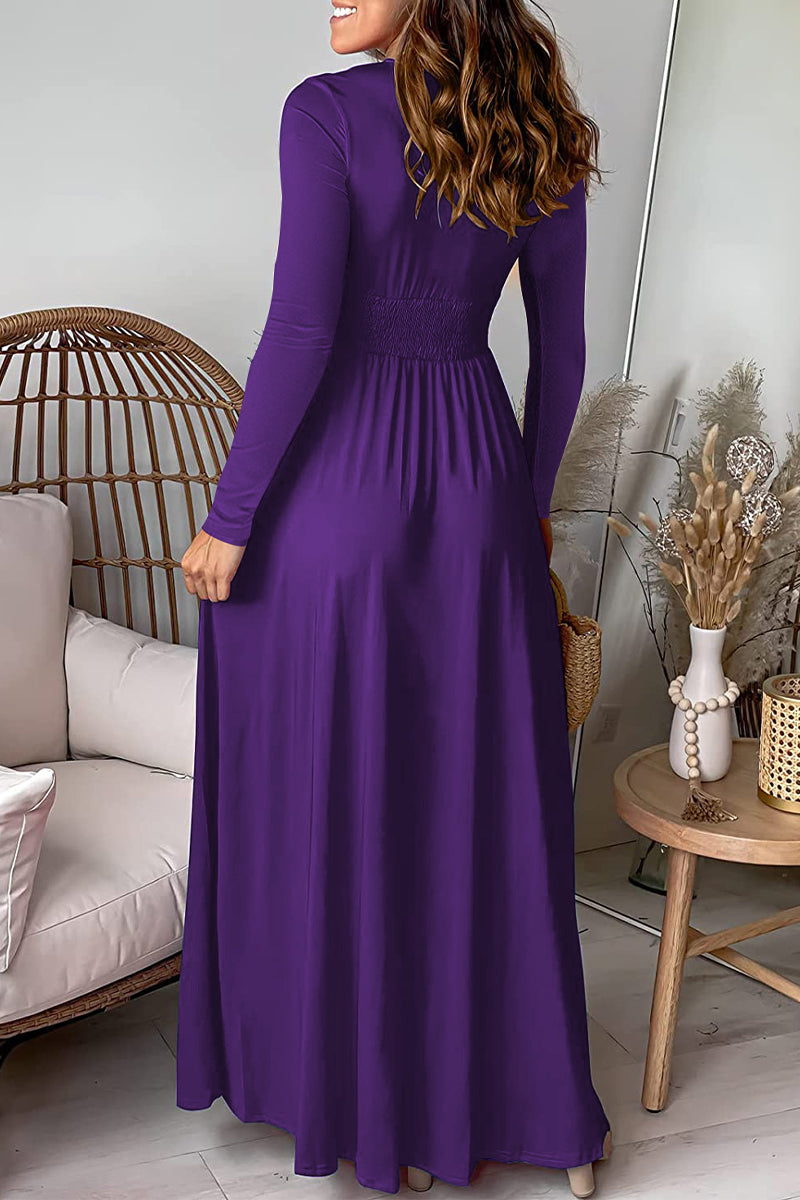 Slit V Neck Waist Skirt Dresses