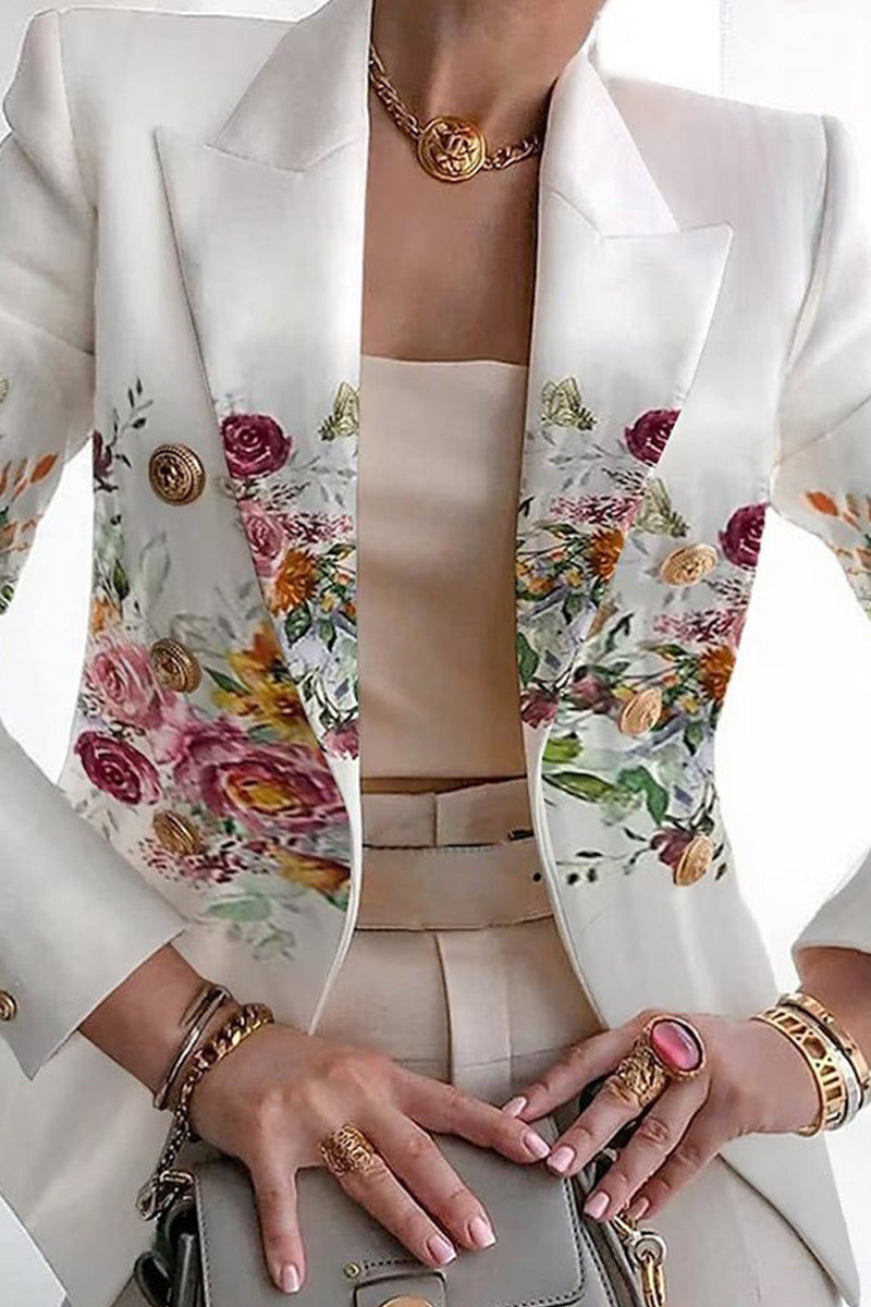 Print Patchwork Cardigan Turn-back Collar Outerwear