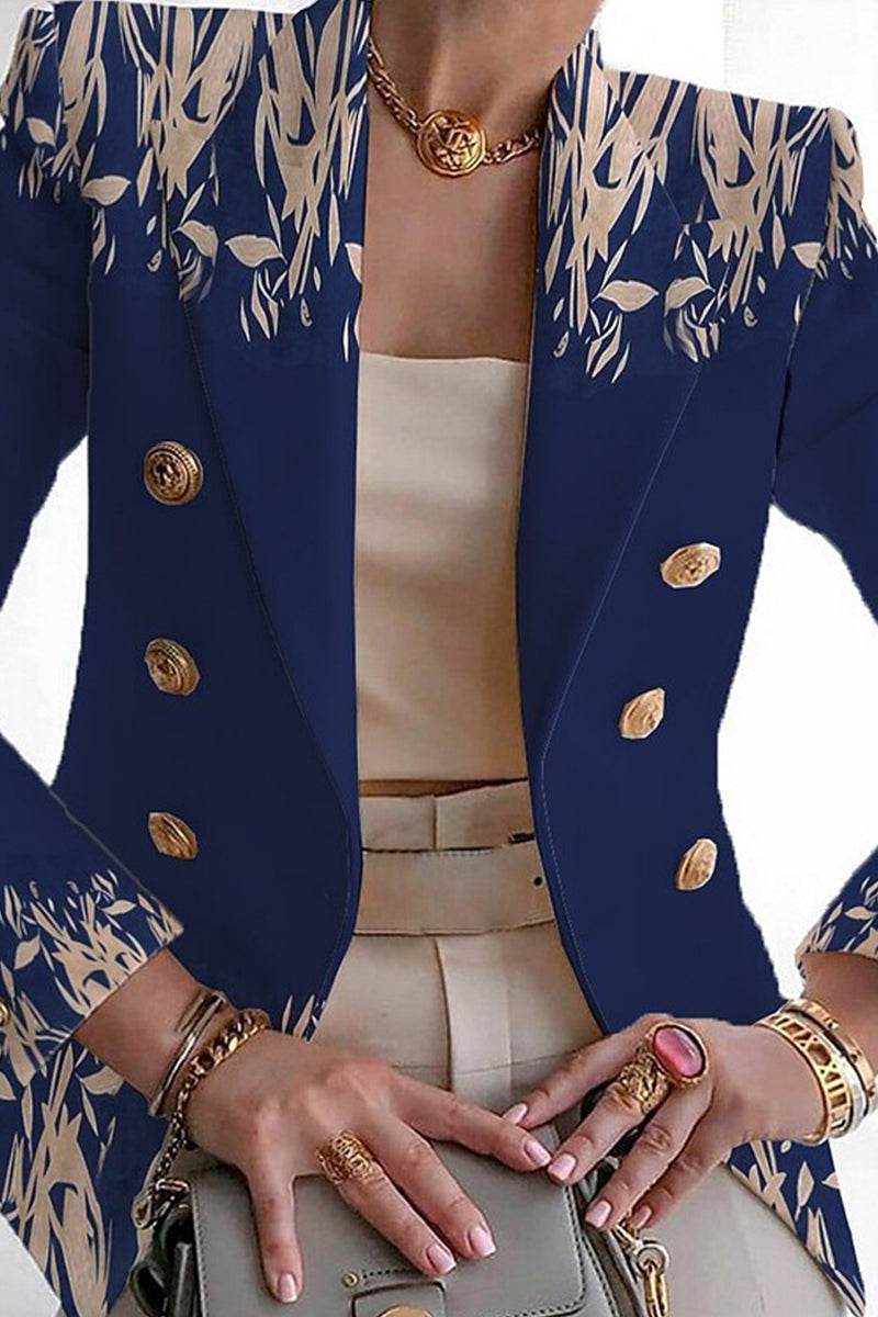 Print Patchwork Cardigan Turn-back Collar Outerwear