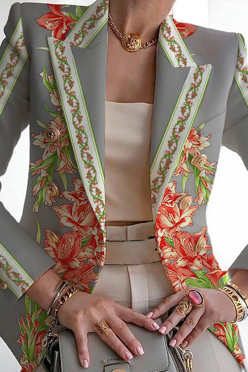 Print Patchwork Cardigan Turn-back Collar Outerwear