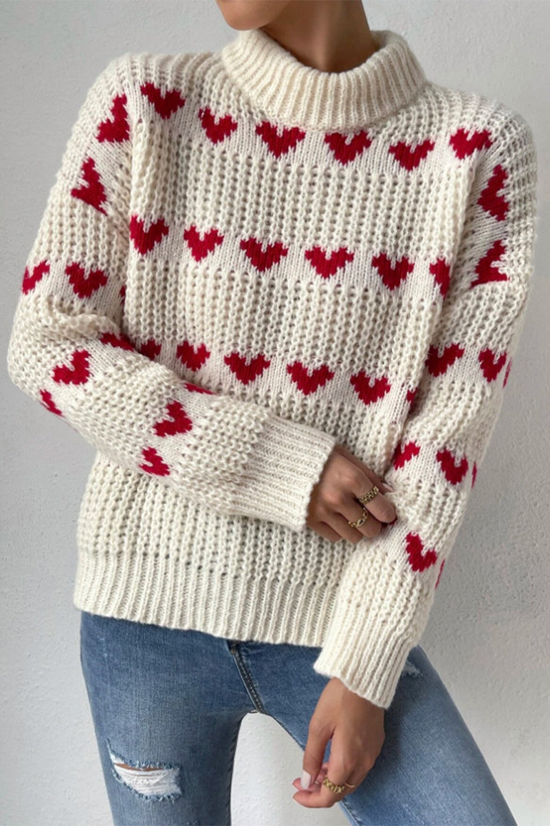 Sweet Geometric Weave Turtleneck Sweaters