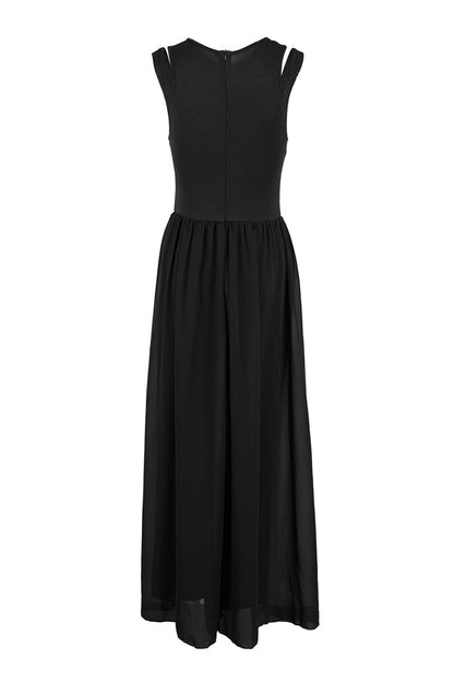 Patchwork O Neck Regular Jumpsuits
